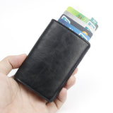 Male Metal Card Holder RFID Aluminium Alloy Credit Card Holder PU Leather Wallet Antitheft Automatic RFID Wallet Dropshipping