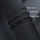 2020 New Trendy Cuban Chain Men Bracelet Classic Stainless Steel 3/5/7mm Width Chain Bracelet For Men Women Jewelry Gift