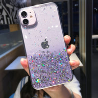 Clear Glitter Phone Case For iPhone 12 Pro 11 Pro Max XS Max XR X 7 8 Plus 12 Mini SE 2020 Cute Gradient Rainbow Sequins Coque