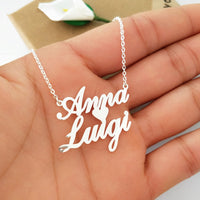 Personalized Couple Name Necklaces Stainless Steel Custom Heart With Nameplate Necklaces For Women Love Jewelry Friendship Gifts