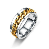 Classic Spinner Chain Men Rings Cool Stainless Steel 8mm Width Fashion Rings For Men Women Jewelry Party Gift