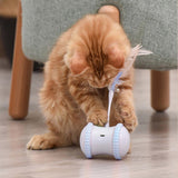 Smart Automatic Cat Toy Electronic Pet Cat Feather Toy with LED Wheel Rechargeable Cat Teaser Stick Balance Car Cat Kitten Toy #