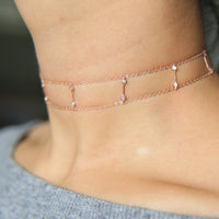 high quality Collier Collares Dainty Delicate Thin Chain Double Chocker 925 Sterling silver Cz Bar Choker Women Necklace