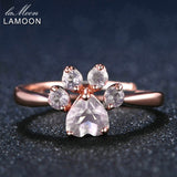 LAMOON  Bear's Paw Sterling Silver 925 Jewelry Sets Gemstone Rose Quartz S925 18K Rose Gold Plated Fine Jewelry For Women V035-1