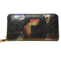 Women Long Wallet PU Leather 3D Embossing Rose Dragonfly Butterfly Clutch Women Bag Large Capability Zipper luxury Hangbags