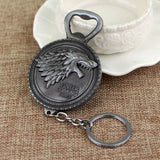 Hot Movie Game of Thrones Keyring Bottle opener Keychain House Stark Key Ring Pendant Chaveiro Jewelry Accessories