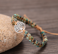 Tree Charm Bracelets African Japser String Braided Bracelets Yoga Friendship Lover Bracelet