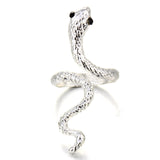 Snake Rings Black Silver Color Metal Punk Open Adjustable Design Animal Exaggerated Finger Ring for Women Men Party Jewelry Gift