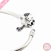 925 Sterling Silver Charm Bracelets for Women Detailed with Floral Stone-studded Clasp Enamel-embellished dangle Ladybird FLB055