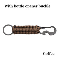 Outdoor Keychain Ring Camping Carabiner Military Paracord Cord Rope Camping Survival Kit Emergency Knot Bottle Opener Tools