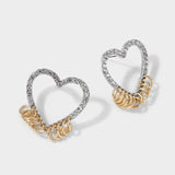 LATS New Heart Earrings Women's Luxurious Geometric Full Rhinestone Earrings Korean Gold/Silver Color Love 2020 Fashion Jewelry