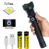 High-power 7 X 7MM LED 30W 5V Micro USB Telescopic Zoom Rechargeable Flashlight Suitable For Camping, Climbing, Night Riding, Caving Waterproof Rating IPX4