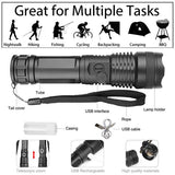 High-power 5 X 5MM LED 20W 5V Micro USB Rechargeable Telescopic Zoom Flashlight Suitable For Camping, Climbing, Night Riding, Caving Waterproof Rating IPX4