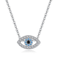 KALETINE Lucky Eye Evil 925 Sterling Silver Pendant Choker Necklace Aquamarine Zircon Charms Necklace Jewelry For Women Men