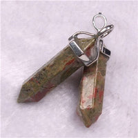 Wholesale 50pcs/lot Assorted Roses Quartz Opal Natural Stone Pendants Charms Hexagonal Pointed Healing Reiki 7 Chakra Pendulum