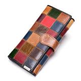 WESTAL Women's Wallet Genuine Leather Patchwork Wallet for Women Clutch Bags for Cellphone Women's Purses Coin Wallets Long 4202