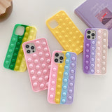 Relive Stress Phone Case For Iphone X XR XS 12 11 Pro Max 6 6s 7 8 Plus Pop Fidget Toys Push Bubble Soft Silicone Phone Case