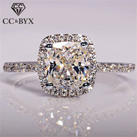 CC Rings For Women Bridal Wedding Anelli Trendy Jewelry Engagement Ring White Gold Color Anillos CC595