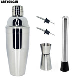 AREYOUCAN 1-7 Pcs Stainless Steel Cocktail Shaker Set Ice Strainer Clip Mixing Spoon Measure Cup Bar Tools Cocktail Set