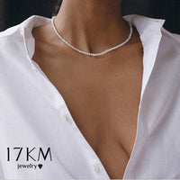 17KM Trendy Multilayered Butterfly Pearl Necklace For Women Fashion Sun Star Gold Pearl Choker Necklaces 2021 Trend Jewelry Gift