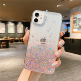 Clear Glitter Phone Case For iPhone 12 Pro 11 Pro Max XS Max XR X 7 8 Plus 12 Mini SE 2020 Cute Gradient Rainbow Sequins Coque