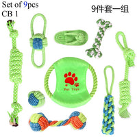 Set of Dog Bite Toy Resist Cotton Rope Ball Bone Interactive Training Toys Dog Chew Knot Teeth Cleaning Toy for Cat Puppy Pet