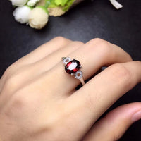 Simple and exquisite, natural garnet ring, 925 silver, women's exclusive gem, look for natural gem shop