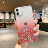 Clear Glitter Phone Case For iPhone 12 Pro 11 Pro Max XS Max XR X 7 8 Plus 12 Mini SE 2020 Cute Gradient Rainbow Sequins Coque