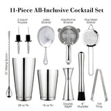 Cocktail Shaker Bar Set: 2 Weighted Boston Shakers,Cocktail Strainer Set,Jigger,Muddler and Spoon, Ice Tong and 2 Bottle Pourer