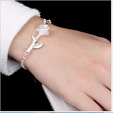 Uglyless Real 925 Sterling Silver Nature White Crystal Flower Women Bracelets Handmade Leaf Branch Bracelet Elegant Dress Bijoux