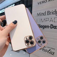 Luxury Gold Plated Electroplated Case For iPhone 11 Pro Max 8 Plus 7 XR XS X Silicone Lens Protection 12 Pro Max SE 2020 Cover