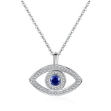 KALETINE Lucky Eye Evil 925 Sterling Silver Pendant Choker Necklace Aquamarine Zircon Charms Necklace Jewelry For Women Men