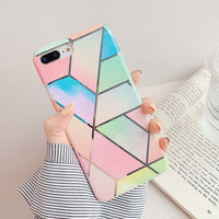 LOVECOM Plating Geometric Phone Case For iPhone 12 Mini 11 Pro Max XR XS Max 6 7 8 Plus X Soft IMD Marble Phone Back Cover Cases