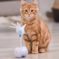 Smart Automatic Cat Toy Electronic Pet Cat Feather Toy with LED Wheel Rechargeable Cat Teaser Stick Balance Car Cat Kitten Toy #