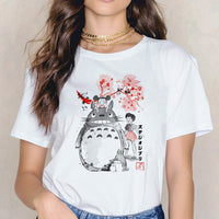 Totoro t shirt Miyazaki Hayao cartoon female clothes femme Anime Spirit Away tshirt Studio Ghibli t-shirt Anime women Japanese