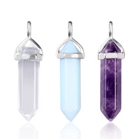 Wholesale 50pcs/lot Assorted Roses Quartz Opal Natural Stone Pendants Charms Hexagonal Pointed Healing Reiki 7 Chakra Pendulum