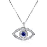 KALETINE Lucky Eye Evil 925 Sterling Silver Pendant Choker Necklace Aquamarine Zircon Charms Necklace Jewelry For Women Men