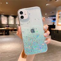 Clear Glitter Phone Case For iPhone 12 Pro 11 Pro Max XS Max XR X 7 8 Plus 12 Mini SE 2020 Cute Gradient Rainbow Sequins Coque