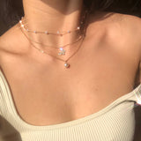 17KM Fashion Long Pearl Necklace For Women Boho Multilayered Pearl Pendant Necklace 2021 Trend Choker Sweater Chain Jewelry