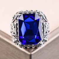 Fashion Big Blue Stone Ring Charm Jewelry Women CZ Wedding Rings Promise Engagement Ring Ladies Accessories Gifts Z4K146