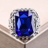 Fashion Big Blue Stone Ring Charm Jewelry Women CZ Wedding Rings Promise Engagement Ring Ladies Accessories Gifts Z4K146