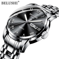 Belushi Men's Business Watch Stainless Steel Quartz Watches  Chronograph Aanalogue Clock Waterproof Luminous Relogio Feminino