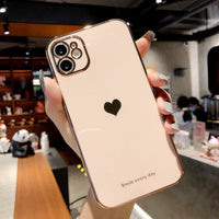 Electroplated love heart Phone Case For iPhone 12Pro 12 11 Pro Max XR XS X XS Max 7 8 Plus Shockproof Protective Back Cover capa