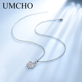 UMCHO Glitter Four-leaf Clover 925 Sterling Silver Necklace Pendants For Women Clothes Match Decoration Fine Jewelry