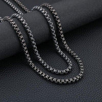 KALEN Punk Long Chain Necklace Men Stainless Steel Brushed Matte Box Link Chains Choker Necklace Male Jewelry Accessories