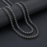 KALEN Punk Long Chain Necklace Men Stainless Steel Brushed Matte Box Link Chains Choker Necklace Male Jewelry Accessories