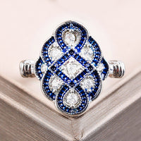 Fashion Big Blue Stone Ring Charm Jewelry Women CZ Wedding Rings Promise Engagement Ring Ladies Accessories Gifts Z4K146