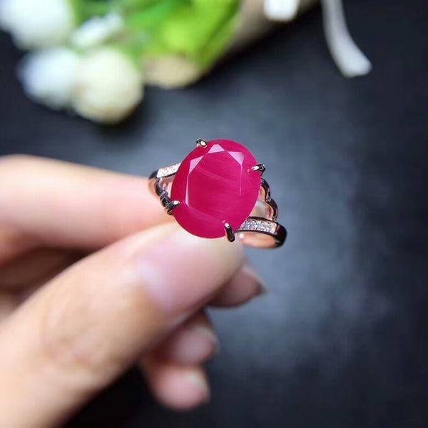 [MeiBaPJ Natural New Burning Ruby Gemstone Fashion Ring for Women Real 925 Sterling Silver Fine Jewelry