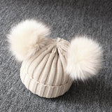 Winter Children Caps Baby Wool Knitted Hat Cap Beanie With Double Pompom Warm Newborn Baby Boy Girl Hat Bonnet