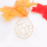 Personalized 3 Initial Monogram Necklace Rose Gold Custom Letter Nameplated Round Necklaces Women Men Stainless Steel Jewelry